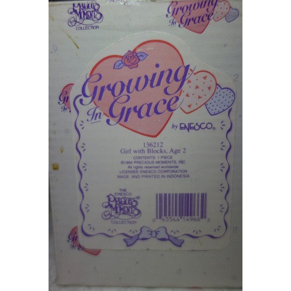 Precious Moments Growing in Grace Age 2 Blonde Girl with Blocks 1994 - 136212 - Picture 7 of 12